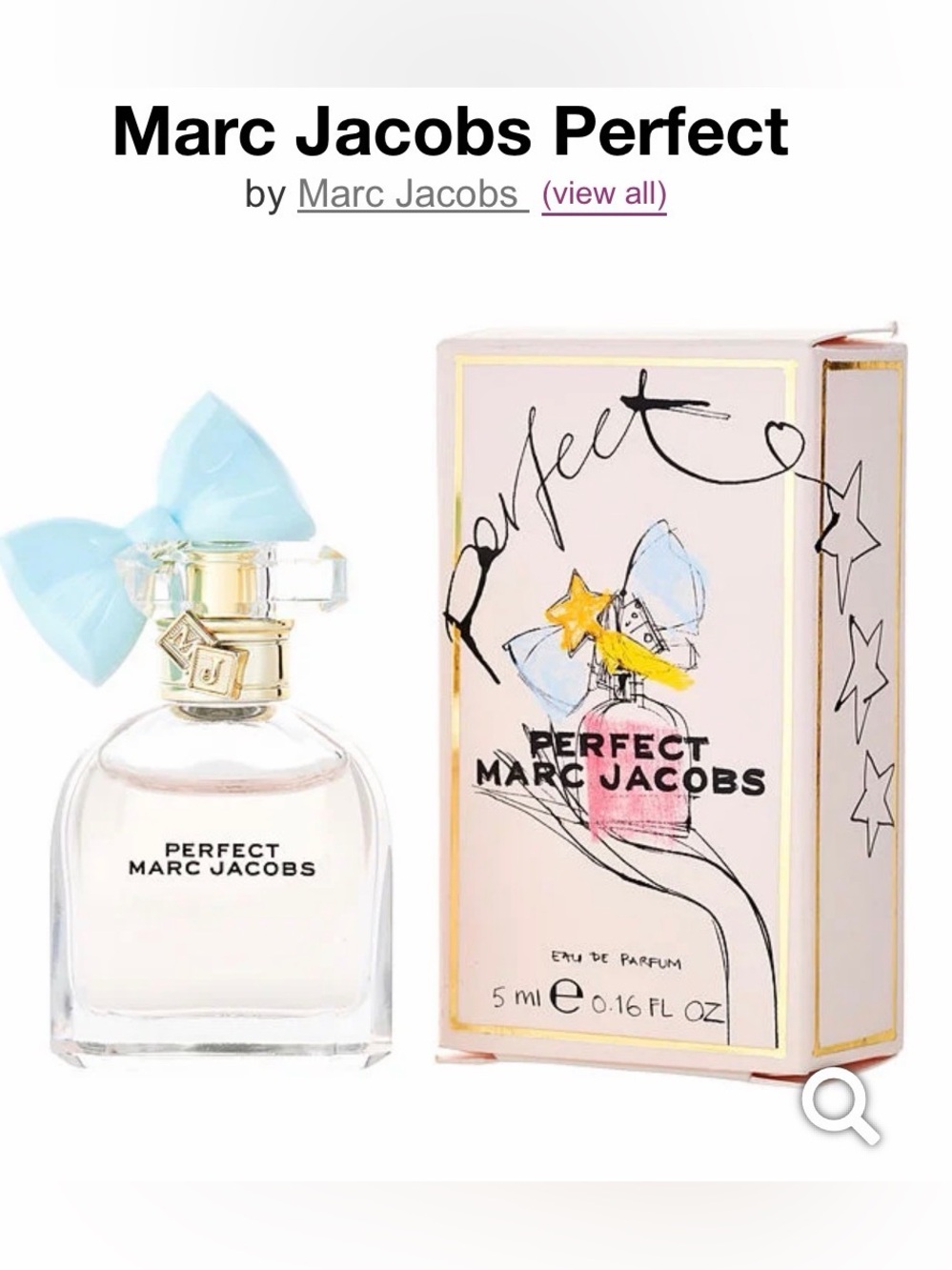 Marc Jacobs Perfect Mini Eau de Parfum with Pale Blue Bow .16oz